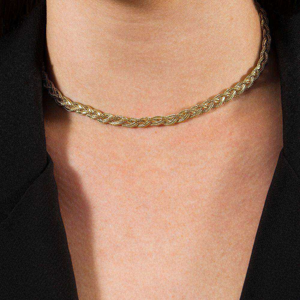 Colar Dourado Chocker Trançada