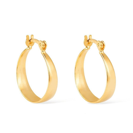 Brinco Dourado de Argola Média Lisa Chapada