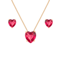 Conjunto Dourado de Coração Vermelho