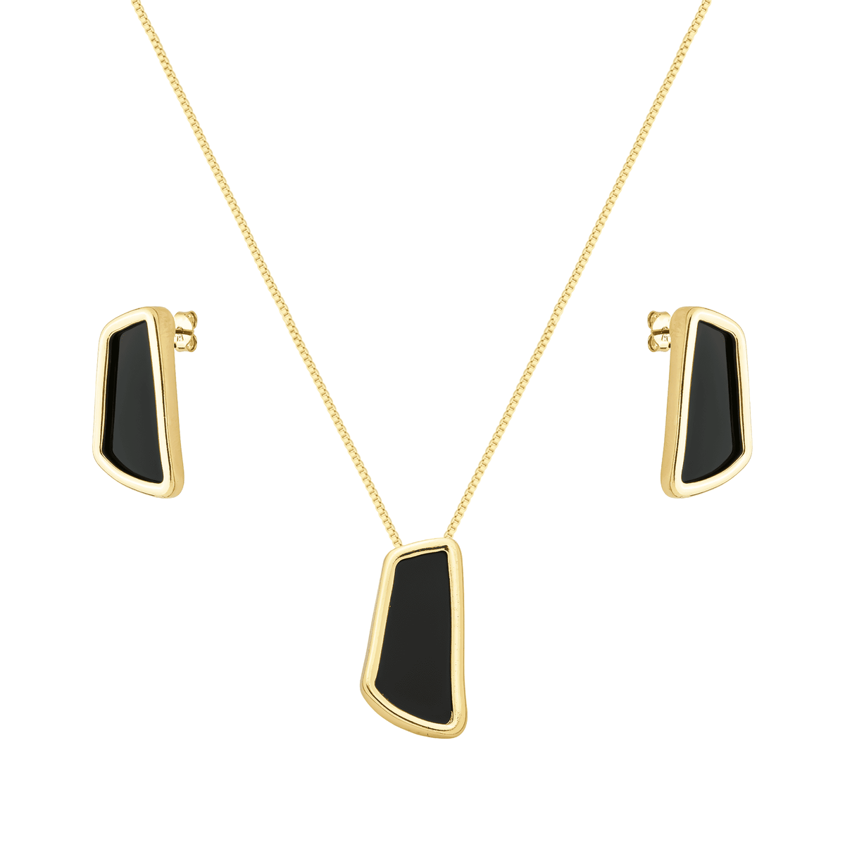 Conjunto Dourado Estilo Orgânico Preto
