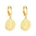 Brinco Dourado de Argolinha Com Medalha Religiosa