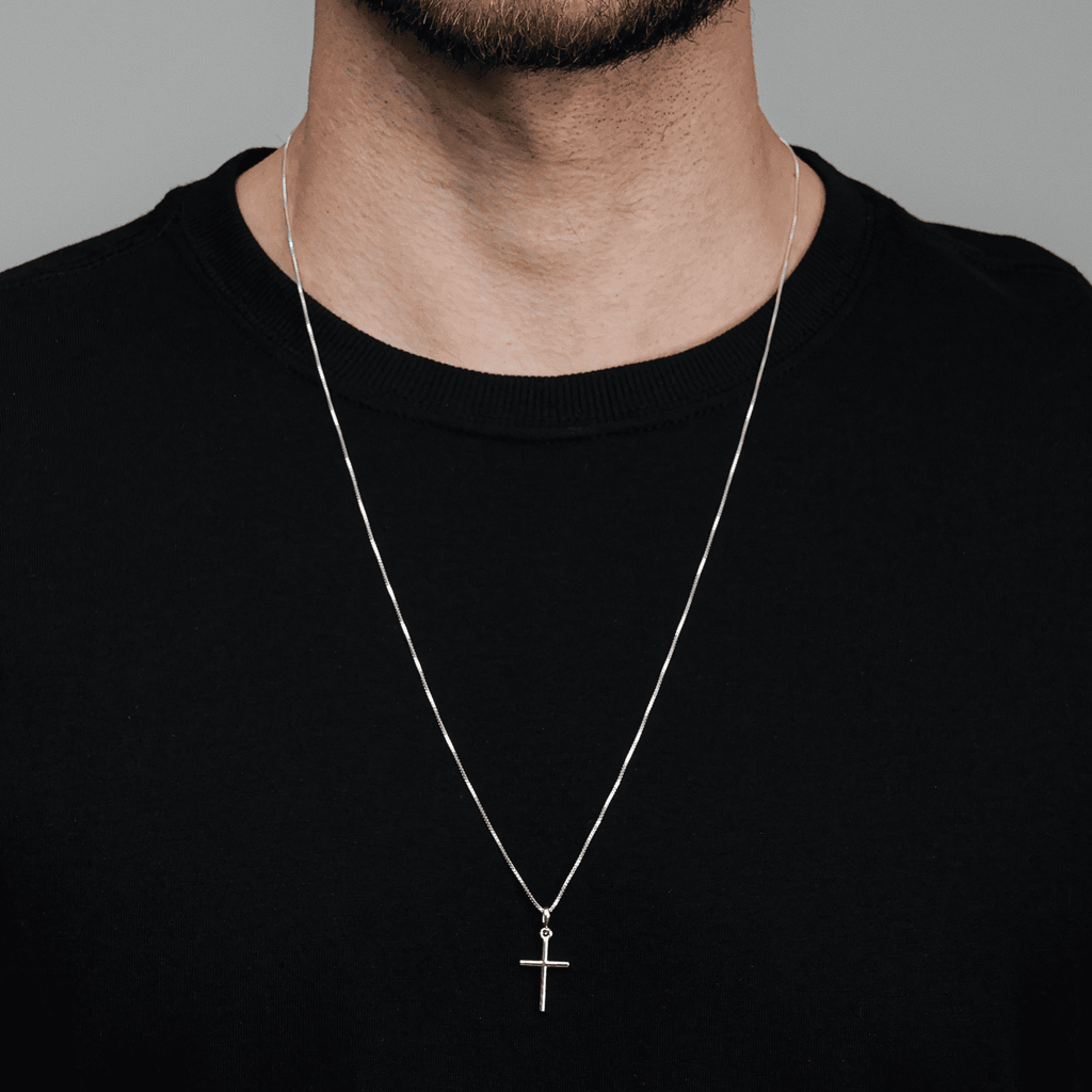 Colar Masculino 70cm de Cruz Lisa em Prata 925